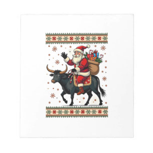 Bloc-note Père Noël vintage chevauchant une vache des Highla