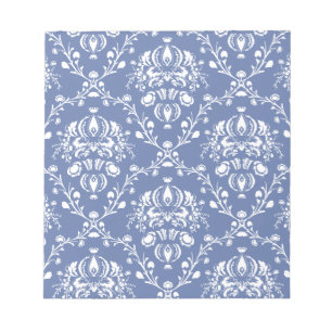 Bloc-note Périwinkle bleu et blanc Damas