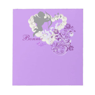 Bloc-note Perles de Cherub Coeur Floral Violet Petite Note P