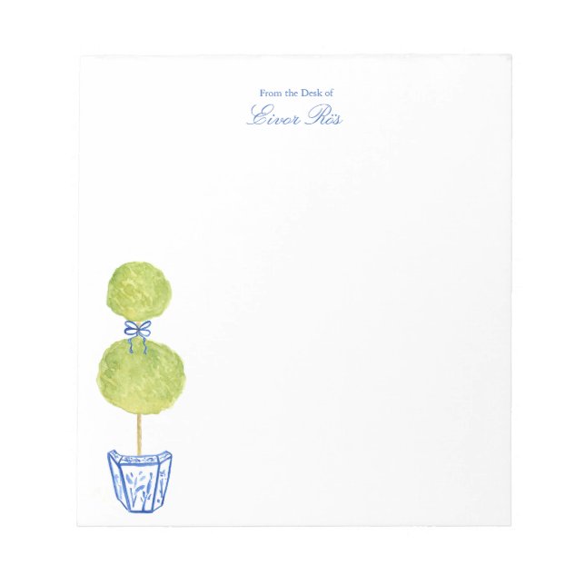 Bloc-note Personalized Blue Chinoiserie Tree Notepad  (Devant)
