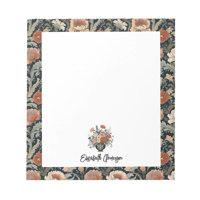 Bloc-note Personalized Elegant Dark Floral (Devant)