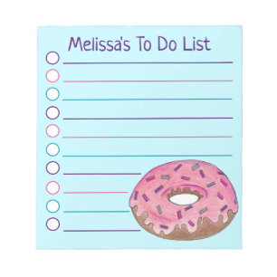 Bloc-note Personalized Pink Donut Doughnut Sprinkles Foodie