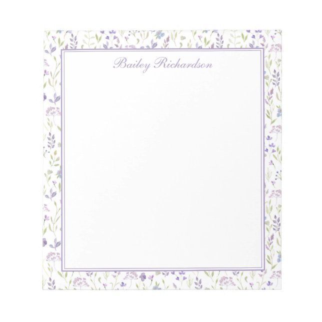 Bloc-note Personalized Purple Floral Notepad (Devant)