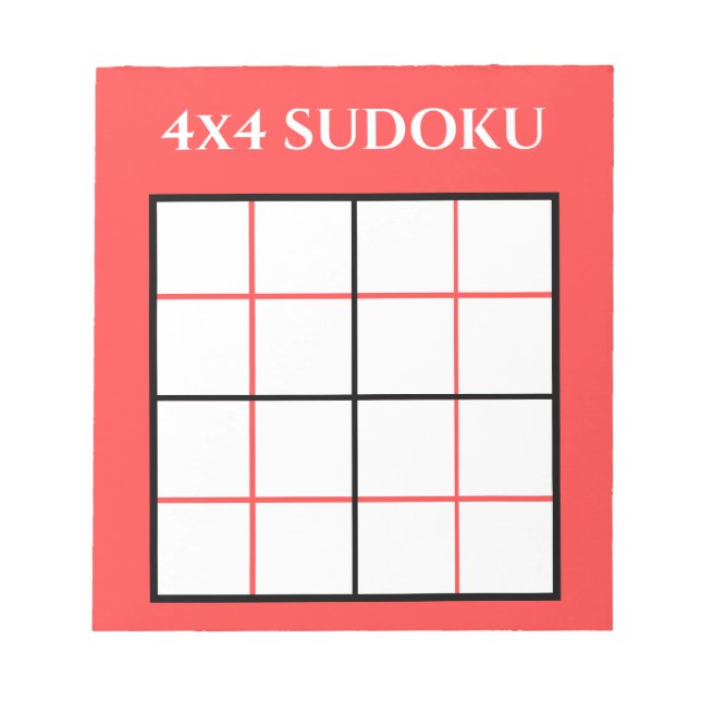 Bloc-note Personnalisable 4 par 4 Modèle Sudoku Rouge (Devant)