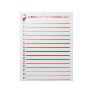 Bloc-note Personnalisation de la liste rouge et verte de No