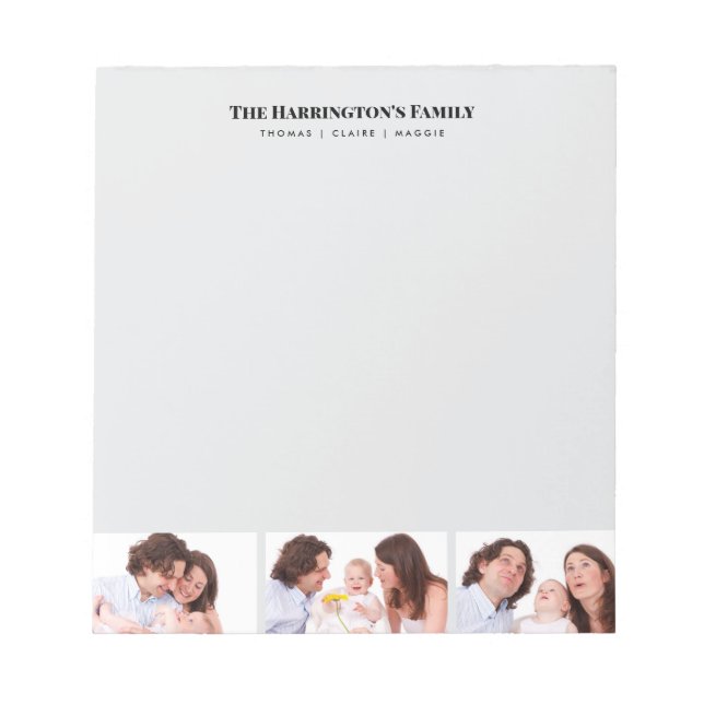 Bloc-note Personnalisé 3 sections Famille Photo Collage Blac (Devant)