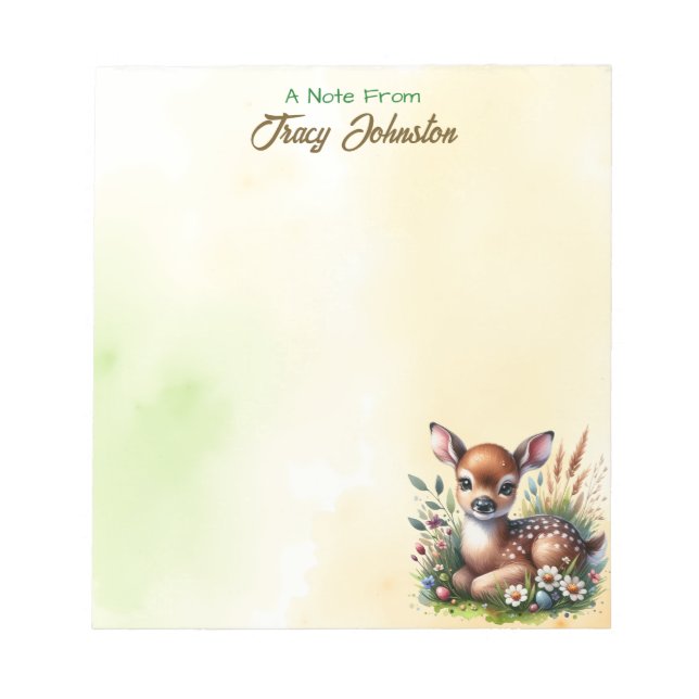 Bloc-note Personnalisé à partir du bureau de Cerf aquarelle (Devant)