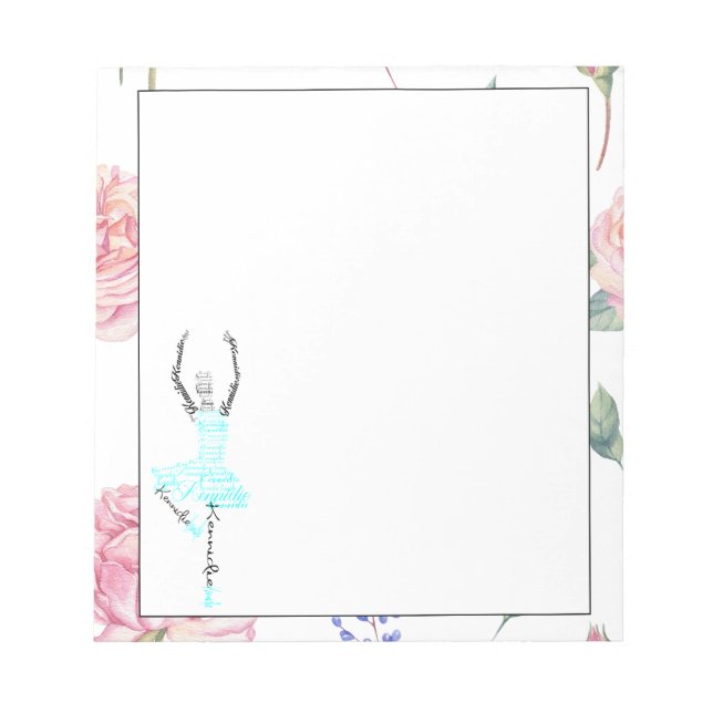 Bloc-note Personnalisé Ballerina Kennidie | Bordure Rose aqu (Devant)