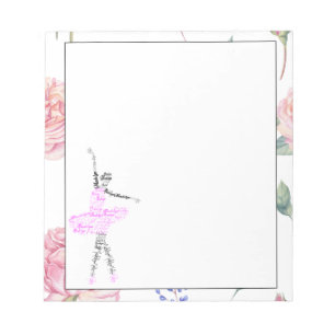Bloc-note Personnalisé Ballerina Madelyn   Bordure Rose aqua