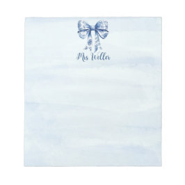 Bloc-note Personnalisé Blue Coquette Bow New Teacher