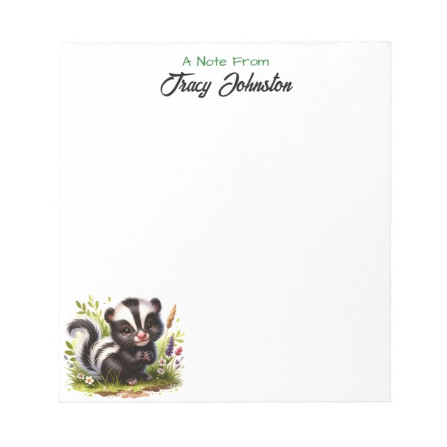 Bloc-note Personnalisé depuis le bureau de Skunk aquarelle (Devant)