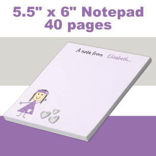 Bloc-note Personnalisé Enfants petite bâton fille violet