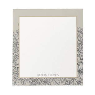 Bloc-note Personnalisé Fleur Sauvage Vintage Élégant