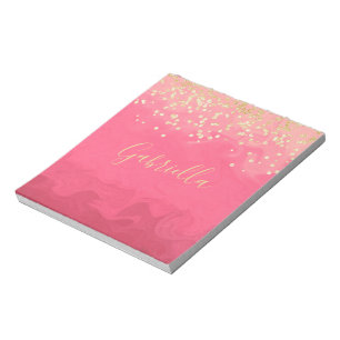 Bloc-note Personnalisé joli en rose avec or