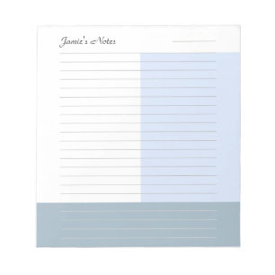 Bloc-note Personnalisé Moderne Bleu Acier Gris Doublé