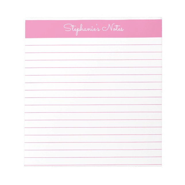 Bloc-note Personnalisé simple à trait rose (Devant)