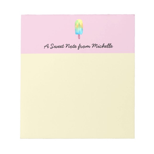 Bloc-note Personnalisé Sweet life rose jaune popsicle (Devant)