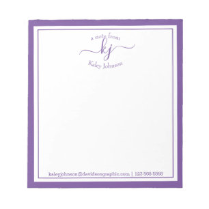 Bloc-note Personnalisé violet   À Partir Du Bureau Du Bloc-N