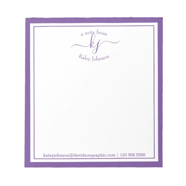 Bloc-note Personnalisé violet | À Partir Du Bureau Du Bloc-N (Devant)