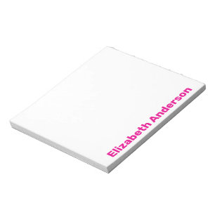 Bloc-note Personnalisé Votre Nom Rose Foncé et Blanc