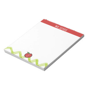 Bloc-note Personnaliser le nom Monogram Apple Teacher Bloc-n