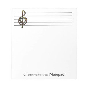 Bloc-note Personnel unique Personalizable de musique de clef