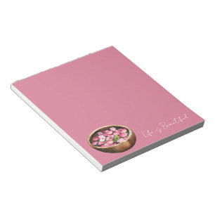 Bloc-note Pétales de rose rose bol de fleurs