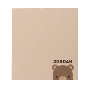 Bloc-note Petit ours Brown mignon avec nom personnalisé Not