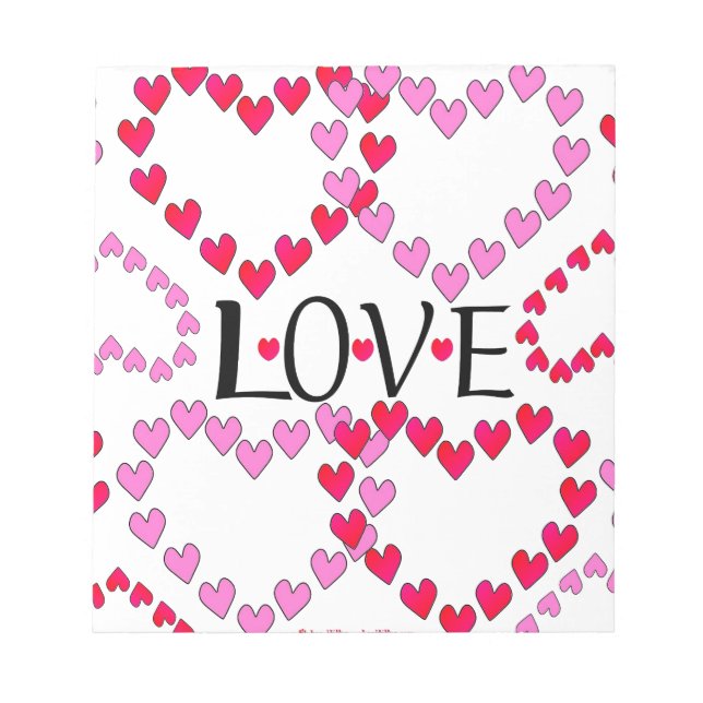 Bloc-note Petits coeurs rose rouge AMOUR (Devant)