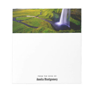 Bloc-note Photo de cascade islandaise verte et naturelle