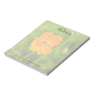 Bloc-note Photo de fleur de pavot orange réelle avec nom per