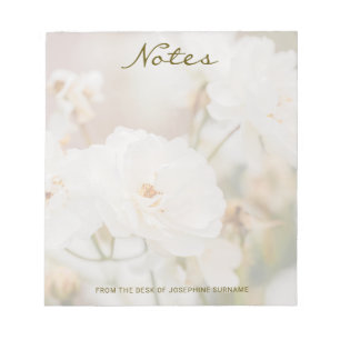 Bloc-note Photo Fleur Rose Blanche Avec Titre Personnalisé E
