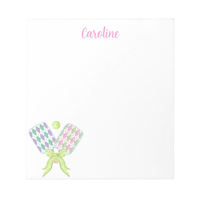 Bloc-note Pickleball Paddles de Jacquard d'aquarelle Preppy (Devant)