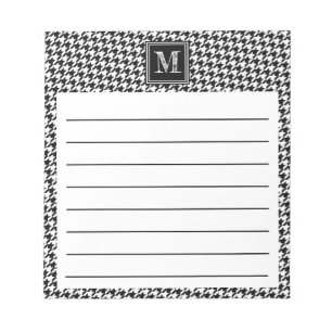 Bloc-note Pied de fond blanc noir classique   Monogramme mod