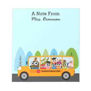 Bloc-note Pilote de bus de l'école Cute Owl