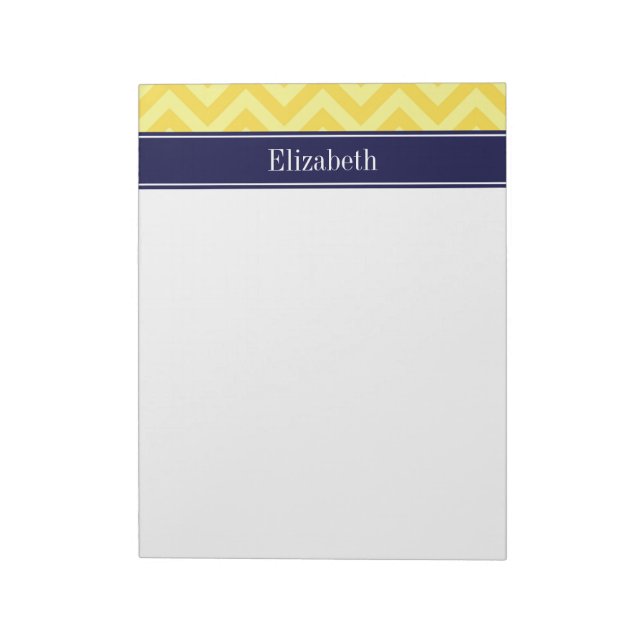 Bloc-note Pineapple Lt Yellow LG Chevron Navy Nom monogram (Tourné)