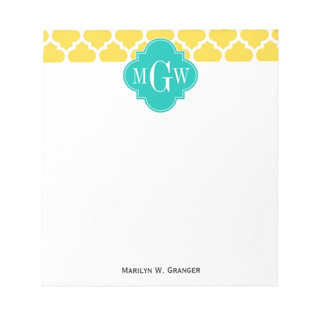 Bloc-note Pineapple Wht Moroccan #5 Teal 3 Monogram initial (Devant)