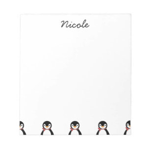 Bloc-note Pingouin souriant mignon avec écusson