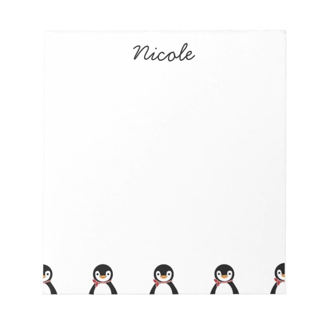 Bloc-note Pingouin souriant mignon avec écusson (Devant)