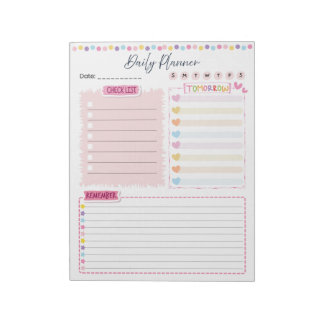 Bloc-note Pink Aesthetic Daily Planner Notepad