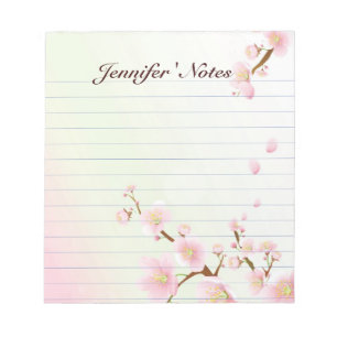 Bloc-note Pink and White Cherry Blossom Nature Monogram