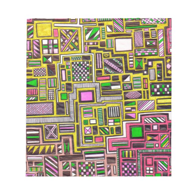 Bloc-note Pink and Yellow Geometric shapes pop art punk (Devant)