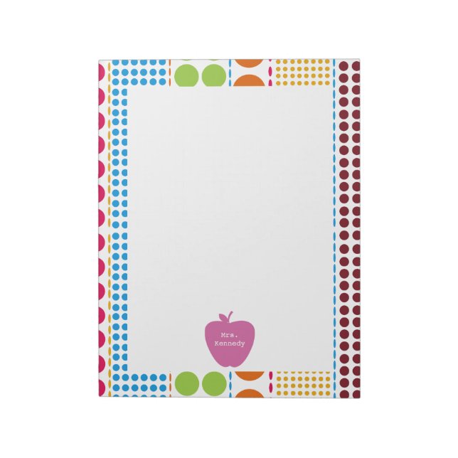 Bloc-note Pink Apple Boho Dots enseignant (Tourné)