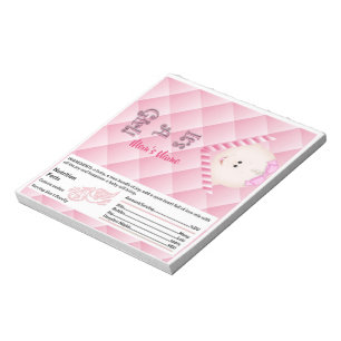 Bloc-note Pink Baby Shower Candy Bar Wrapper Party Favors