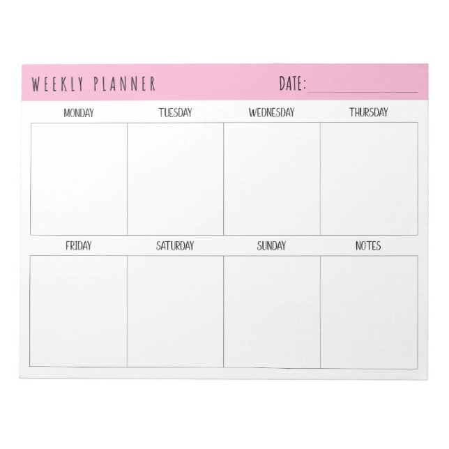 Bloc-note Pink, Black and White, Weekly Planner, (Devant)
