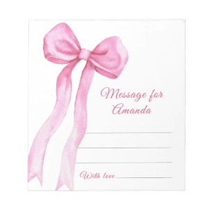 Bloc-note Pink Bow fille anniversaire capsule de temps messa