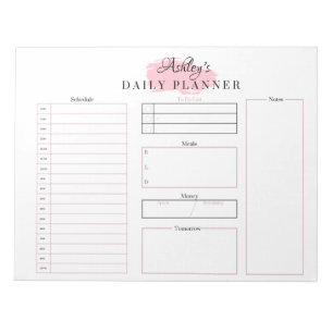 Bloc-note Pink Daily Planner Notepad Pink Schedule