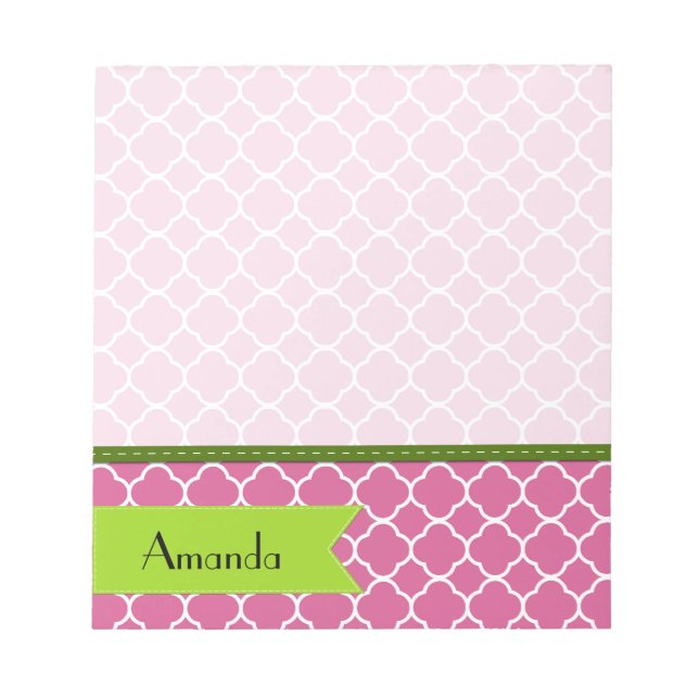 Bloc-note Pink Latticework, Quatrefoil, Trellis, Your (Devant)