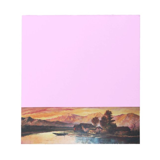 BLOC-NOTE PINK MOUNTAINS LAC ALPINE SUNSET PAYSAGE (Devant)