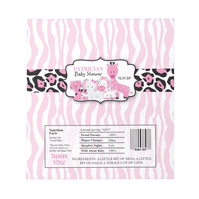 Bloc-note Pink Safari Chocolate Barres à bonbons (Devant)